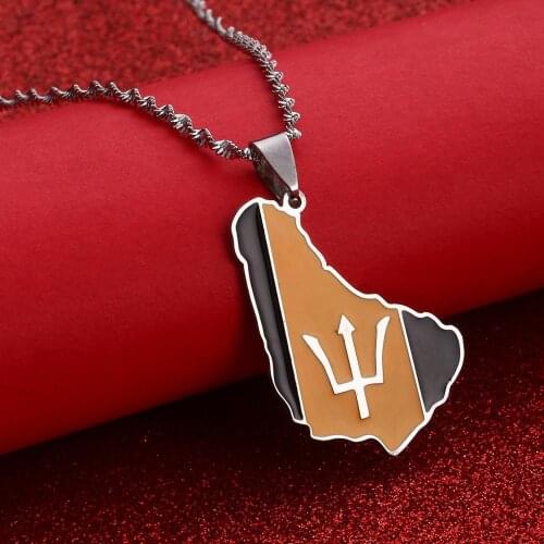 Map of The Barbados Island with City Name Pendant Necklaces Maps Jewelry Gifts