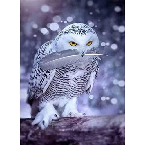 Cool White Owl Animal Embroidery Needlework Crafts14CT Counted Unprinted DIY Cross Stitch Kits Handmade Arts Wall Decor