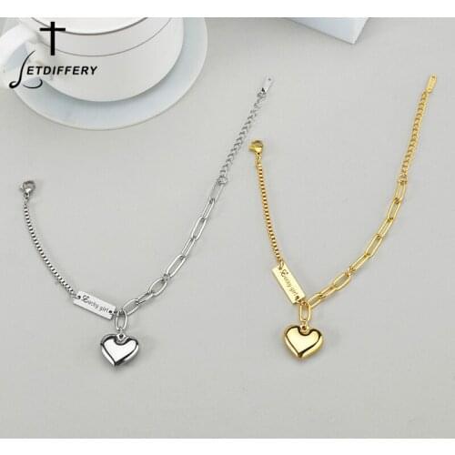 Letdiffery Fashion Heart Pendant Bracelet Stainless Steel Geometric Bracelets New Style for Women Party Jewelry Birthday Gifts