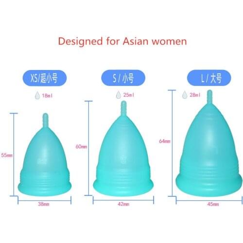 1 pcs Soft Silicone Menstrual Cup Women Physiological Period Menstrual Blood Cups 4 color 3 Size Small Caliber