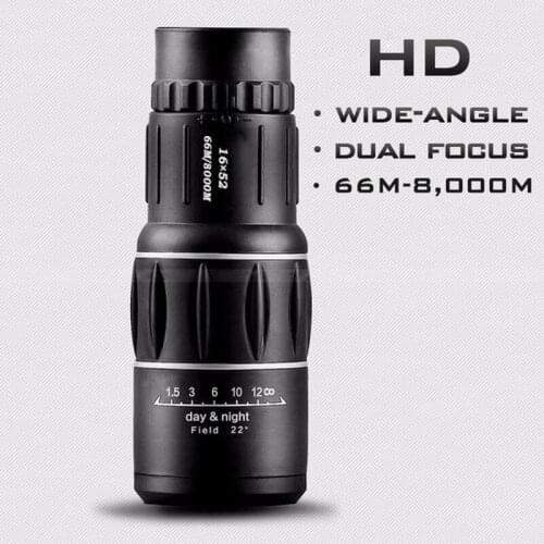 Dual Focus 16x52 Monocular Camflage Coated Optics Lens for Outdoors Waterproof Travel Sports Hunting HD Zoom Telescope