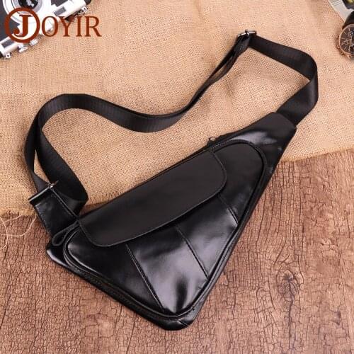 JOYIR Mens Chest Bag Fashion Genuine Leather Shoulder Bag Leisure Travel Messenger Crossbody Bags For Man Small Chest Pack 420