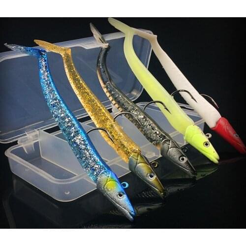 5pcs Lead Head Fishing Lures Set 22g 11cm Artificial Soft Bait with Fishhook for Saltwater and Freshwater Fishing