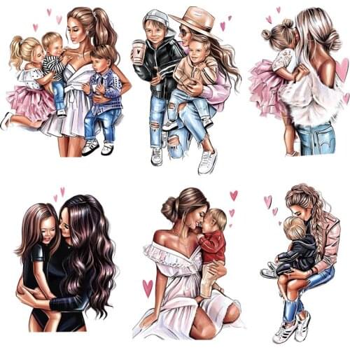 Russian Mom&Baby Iron On Transfer For Clothing DIY A-Level Washable Patches For Clothes Girl Boy T-Shirt Hoodies Applique Decor