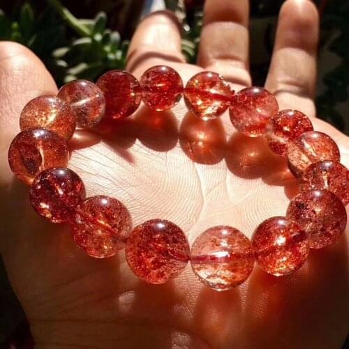 Genuine Natural Red Super 7 Lepidocrocite Quartz Rare Women Man Round Beads Stretch Bracelet 12.5mm AAAAA Certificate