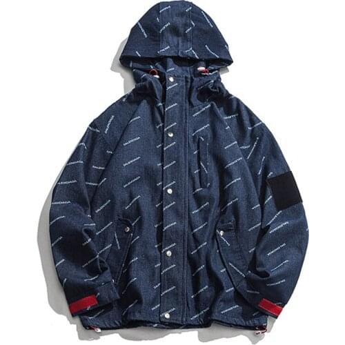 2019 New Japan Style Street Fashion Casual Print Mens Hooded Jacekts High Quality Zipper Male Outerwear Streetwear