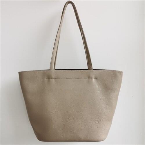 2020 New Ins Simple Large Tote Bag for Winter Women Handbag 100% First Layer Cowhide Leather Shoulder Bag Ladies Wild Bags