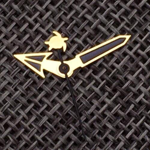 New Arrival Black Watch Hands Spare Parts Fit For NH35 NH36 7s35 4r35 7009 Automatic Movement Turtle Second Hand Gold Rim