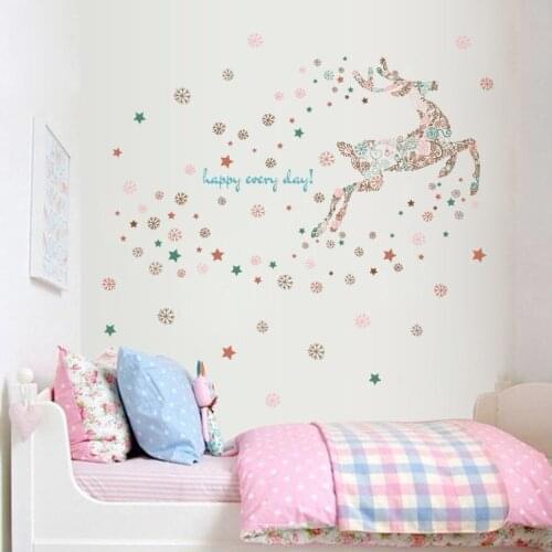 New Year window glass removable wall sticker DIY Snowflake deer stickers decal Christmas Party home Shopwindow decoration murals