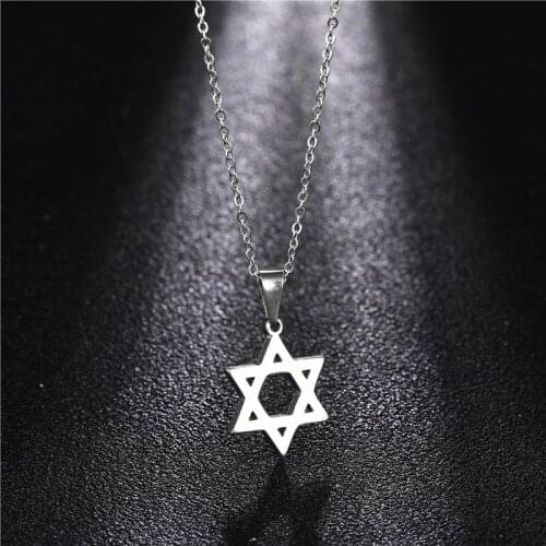 【New Discount】Stainless Steel Minimalist Jewelry Geometric Hexagram Star Pendant Necklace High Quality Six-pointed Star Choker