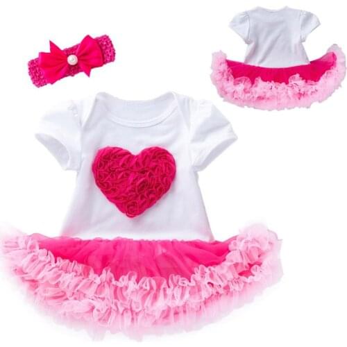 Toddler Girl Love Pattern Princess Dress Baby Girls Pink Valentines Mothers Day Dresses Costume Cute Party Ball Gown for Bebe