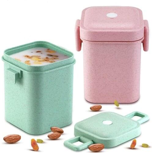 Food Container Wheat Straw Sealed Soup Cup With Lid Portable Lunch Box Eco-Friendly Bento Box Microwave Drink Cup For Kids