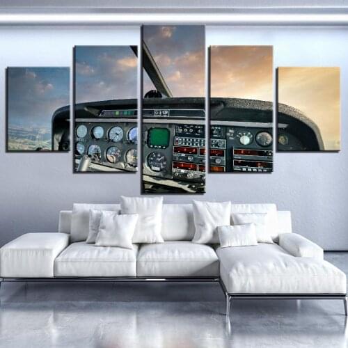 Full Square Round 5D Diy Diamond Painting 5Pieces Driver Aerocraft Posters Cockpit Diamond Embroidery Multi-Picture A270