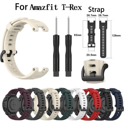 New Replacement Sport Strap For Huami Amazfit T-Rex A1918 / T-rex pro Watch Strap Adjustable Pure Color Silicone Watchband