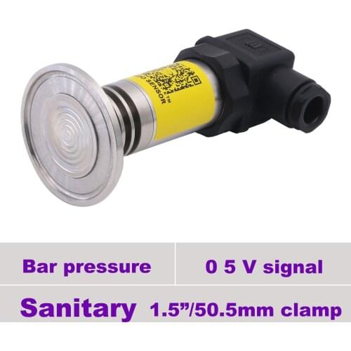 Sanitary pressure transmitter, 0 5V, 12V 24V DC supply, 0.1bar, 10, 16, 25 bar gauge, -1 to 0bar, 0 4 mpa, 1.5" clamp fitting