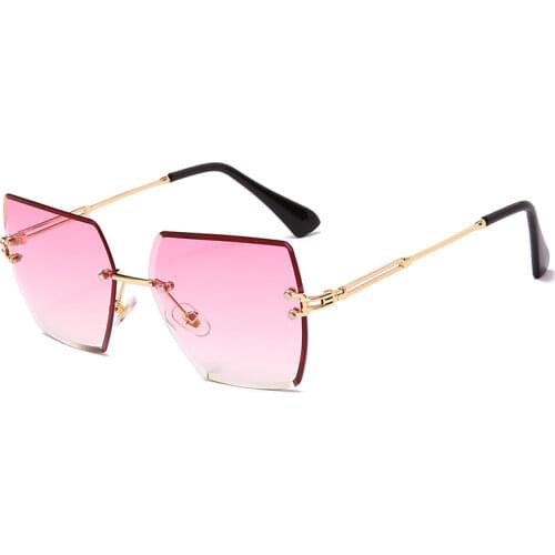 New Fashion Square Rimless Sunglasses Women Metal Sun glasses Luxury Brand Shades UV400 Eyewear Oculos de sol