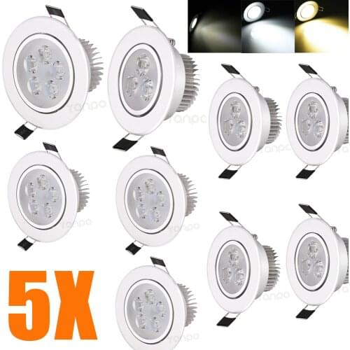 5X 3W 5W LED Recessed Ceiling Down Light Panel Lamp Cool Warm Natural White 220V 110V Downlight Spotlight for Home Office Hotel