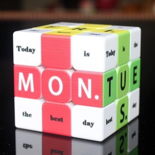 Timer Week Calender Magic Cube UV Printing Speed Cube Puzzle Cube Stress Reliever Toys Plastic Cube Sensory Toys Creative Gift