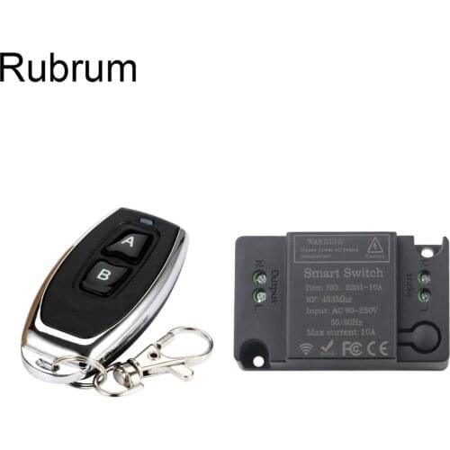 Rubrum 433MHz Universal AC 110V 220V 1CH Wireless Smart Remote Control Switch Receiver Module and RF Transmitter For LED Lights
