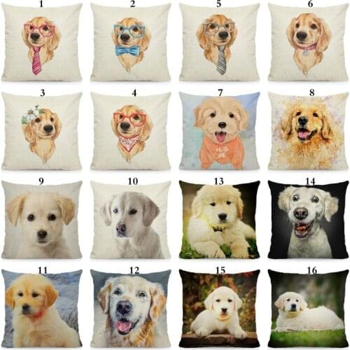 XUNYU Cute Golden Retriever Printed Cushion Cover Dog Style Home Decorative Pillow Case 45x45cm DWG04