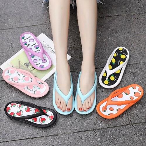 2020 Summer Slippers girl Casual Massage Durable Flip Flops Beach Sandals Female Wedge Shoes Striped Lady Room Slippers