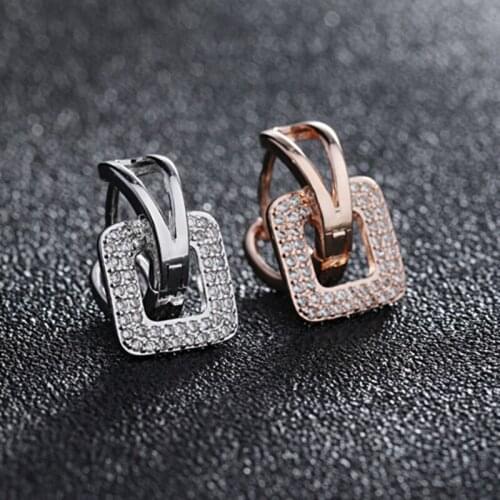 MEYRROYU 925 Sterling Silver Fashion High Quality Earrings Simple Square Inlaid CZ Zircon Womens Jewelry Earrings