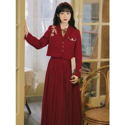 2020 new fashion womens clothing Turn-down Collar Single Breasted Full Vintage two piece set 2 piece sets womens