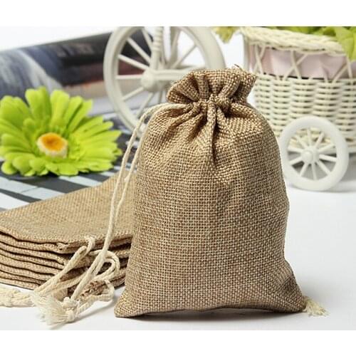 1pcs Burlap Jute Sacks Vintage Weddings Parties Drawstrings Gift Bags