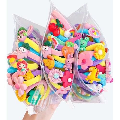 10PCS New Rubber Band Headbands Girls Cute Cartoon Nylon Elastic Hair Bands Sweet Hair Ring Headwear Fashion Hair Accessories
