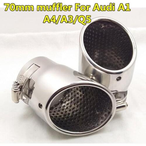 2pcs 70mm Stainless Steel Car Exhaust Tip Pipe Decorative Muffler Tail Throat For Audi A4 A1 A3 Q5 Tiguan X1 Replacement Parts