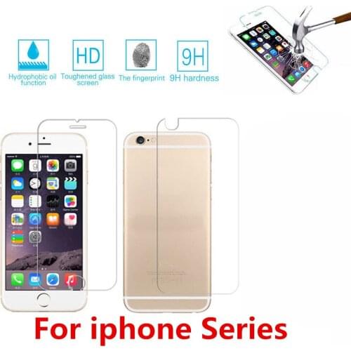 2Pcs Front+Back Tempered Glass For iPhone 5 5s 5c se 6 6s plus 7 plus 8 X Screen Protector Film case for iPhone 6 6s 7 4.7inch