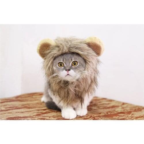 2020 Funny Cute Pet Cat Costume Lion Mane Wig Cap Hat For Cat Dog Halloween Christmas Clothes Fancy Dress With Ears Pet Clothes