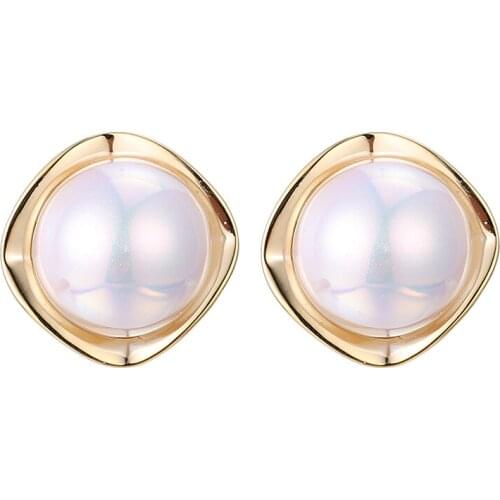 ONYSS 2021 Sleeper Earrings Trend Perfect round Pearl Shape Luxury Jewelry Stud Earrings For Women