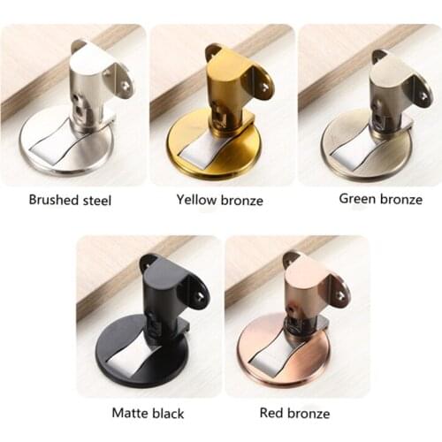 3pcs Magnet Door Stops Magnetic Door Stopper Punching Sticker Stainless Steel Floor Mounted Self Adhesive Door Stop Holder WG014