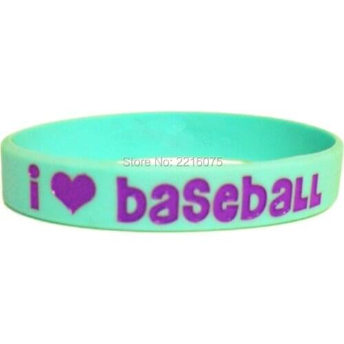 300pcs I HEART BASEBALL Regular wristband silicone bracelets free shipping by DHL express
