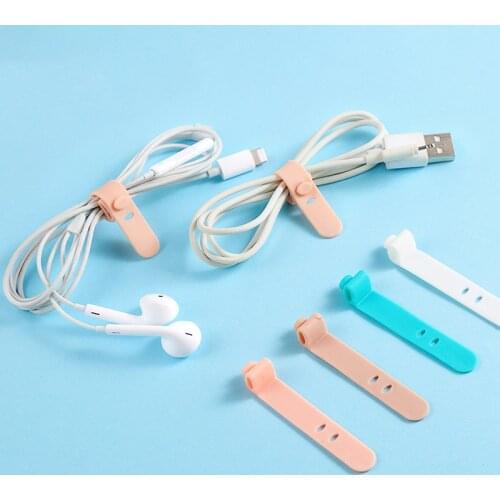 4pcs USB Cable Organizer Digital Cable Management Phone Cord Protector Mouse Headphone Ties Loop Wire Winder Finishing Bucklet