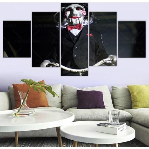 5 Panels Saw Painting on canvas horror movie poster canvas wall art print Pictures for living room home decoration framed