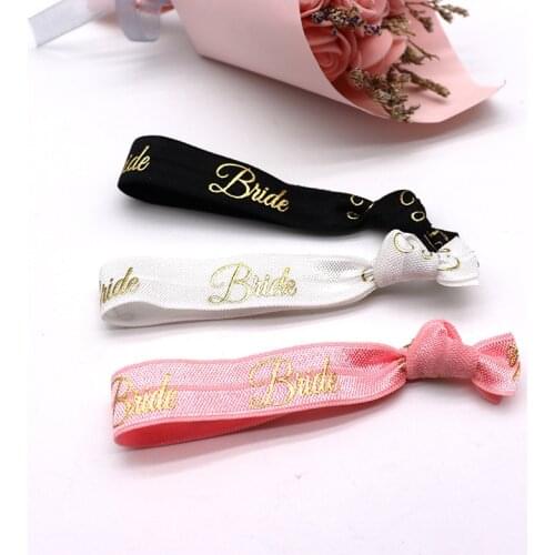 5Pcs Bachelorette Hen Party Wedding Bridal Shower Decoration Team Bride Tribe Bridesmaid Hair Tie Wristband