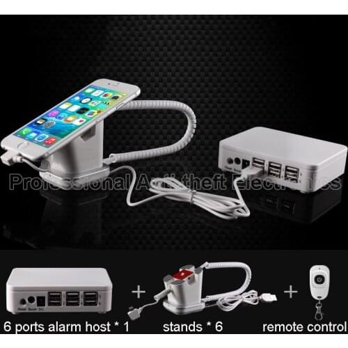 6 ports mobile phone smartphone security alarm display system with 5 optional holder stand free shipping