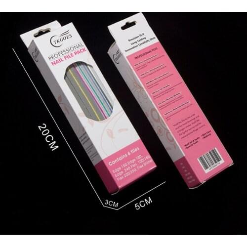 6pcs/box Nail Files Grit 110 150 180 220 240 280 1000 4000 Nail Buffer Files Slim kit Set 6 styles Manicure Nail Art Tools