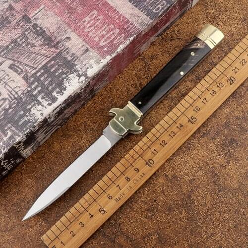 9 inch Italian Mafia D2 blade horn handle survival hunting self-defense tactics multifunctional kitchen fruit folding AKC knife