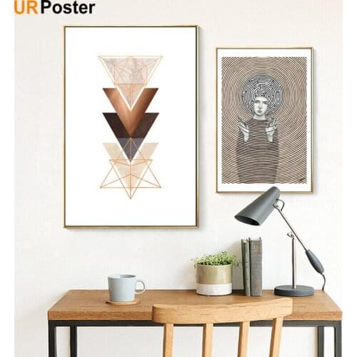 Abstract Women Triangle Hexagon Geometry Mosaic Combination Canvas Paintings Poster And Print Decorative Wall Art Pictures New