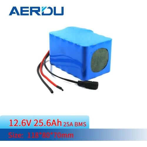 AERDU 11.1V 25.6Ah 3S8P 18650 Litium-ion Battery Pack Built-in BMS +DC5521 14AWG Cable Pulg FOR 210W Wheelbarrow Unicycle Moped