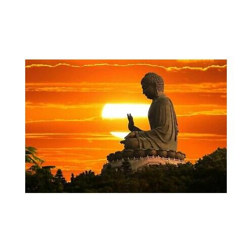 Buddhist Monument at Sunset Art Film Print Silk Poster Home Wall Decor 24x36inch