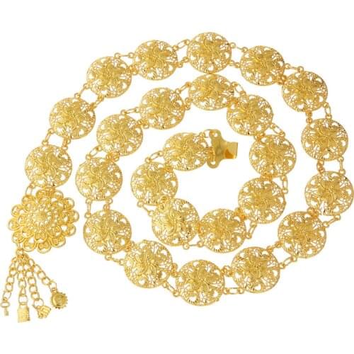 Egypt Gold Silver Color Metal Belly Chains for Women Carved Flower Belly Dance Dress Belt Chain Bohemian Turkish Indian Jewelry