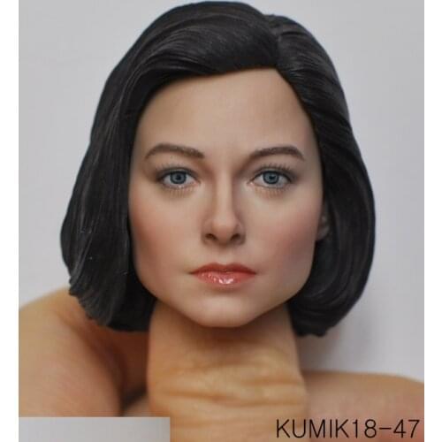 Collectible Figure Accessory KM18-47 America & Europe Female Head Carved 1/6 PVC Girl Head Model for 12'' Action Figure Body