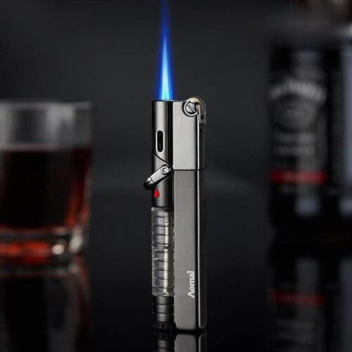 Flint Wheel Strip Lighter Torch Jet Lighter Windproof Gas Window Metal Lighter Inflatable Butane 1300 C Cigarette Cigar Gadgets
