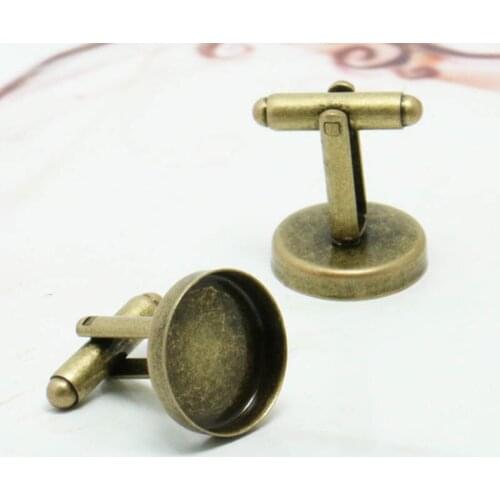 23mm Antique Bronze Plated Round Bases Deep Wall Bezel Cups Cabochon French Cufflinks Cuff Links Settings Blank Wholesale