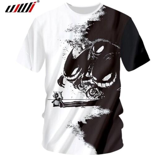 UJWI Man 3D Printed Short Sleeve T-shirt Big Size Mens Funny Loose Black And White O Neck Tshirt Factory 5XL 7XL