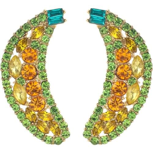 ZHINI 2021 New Korean Banana Dangle Drop Earrings for Women Fashion Colorful Crystal Long Earring Statement Jewelry Gift brincos
